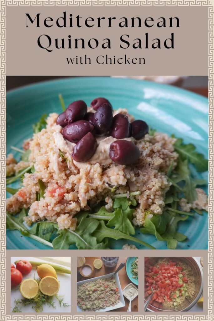 Mediterranean Quinoa salad with chicken Pinterest pin