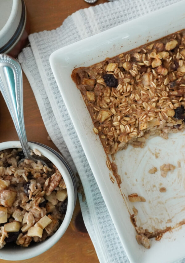 Baked Sprouted Oatmeal with Apples and Cranberries
