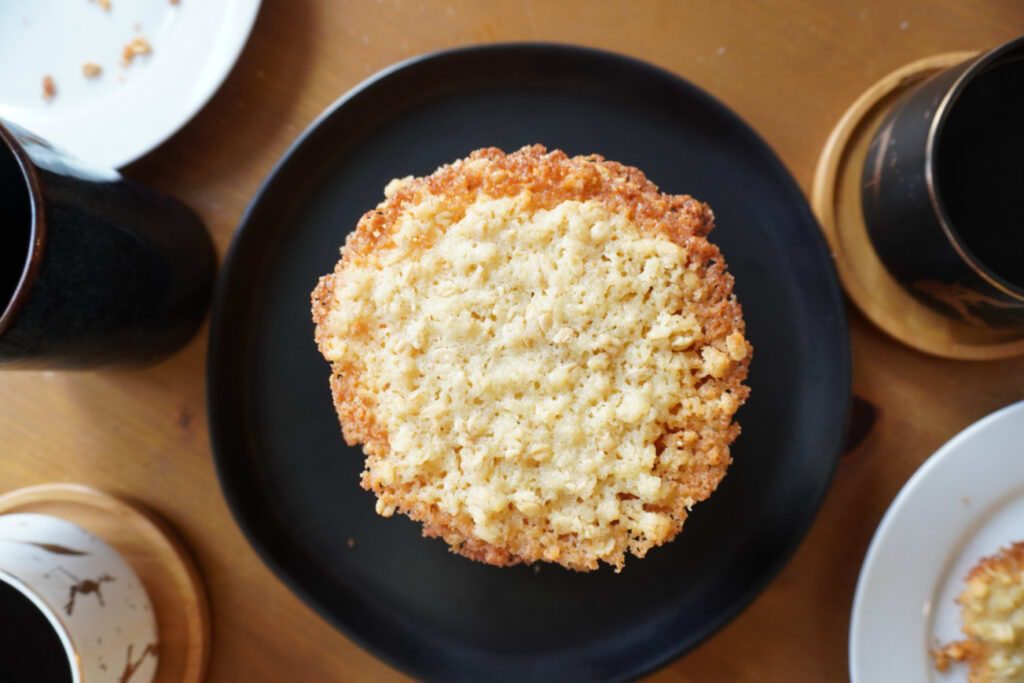 buttery oatmeal stacked on a plate