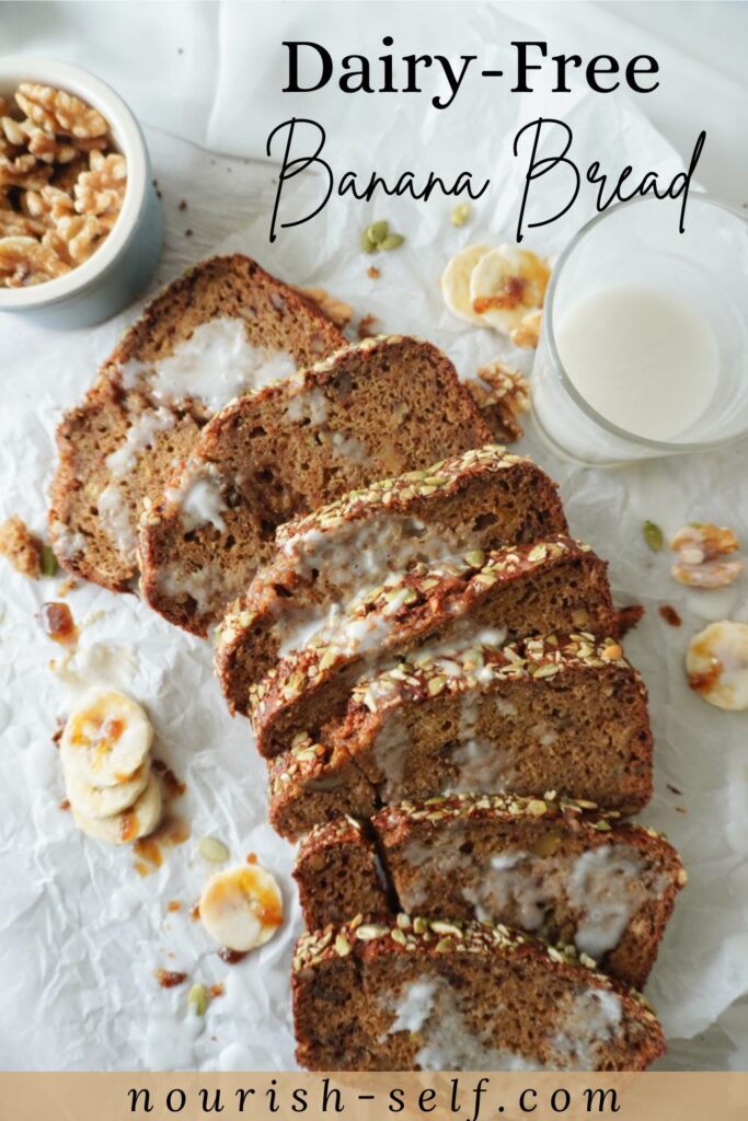 Pinterest Pin for Dairy Free Banana Bread