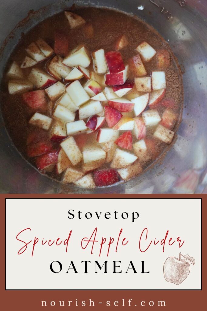 A Pinterest Pin for Stovetop Spiced Apple Cider Oatmeal 