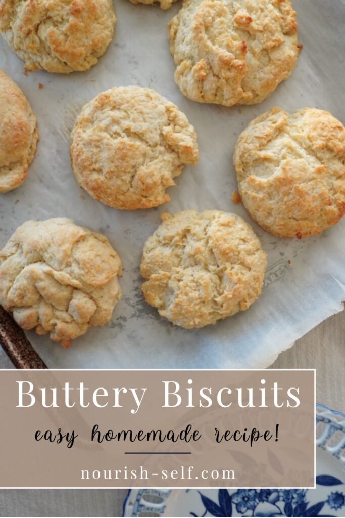 Pinterest Pin for Buttery Biscuits- easy homemade recipe!