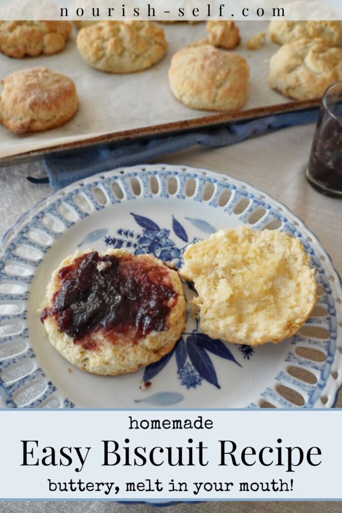 Pinterest Pin for homemade Easy Biscuit Recipe- buttery, melt in your mouth!
